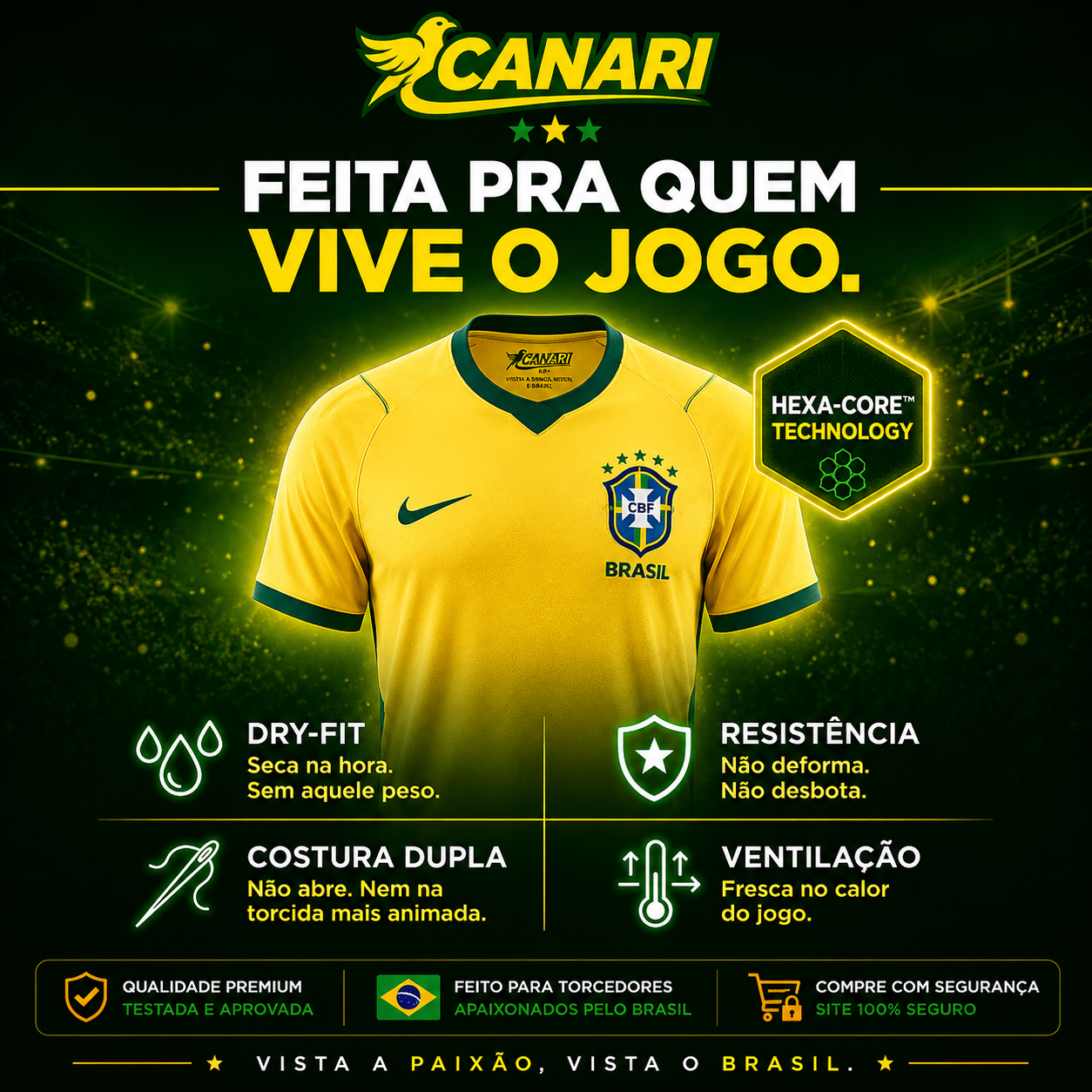 Camisa Oficial Seleção Brasileira 2026 - Goleiro Pro®